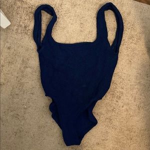 Hunza G Square Neck One Piece Navy